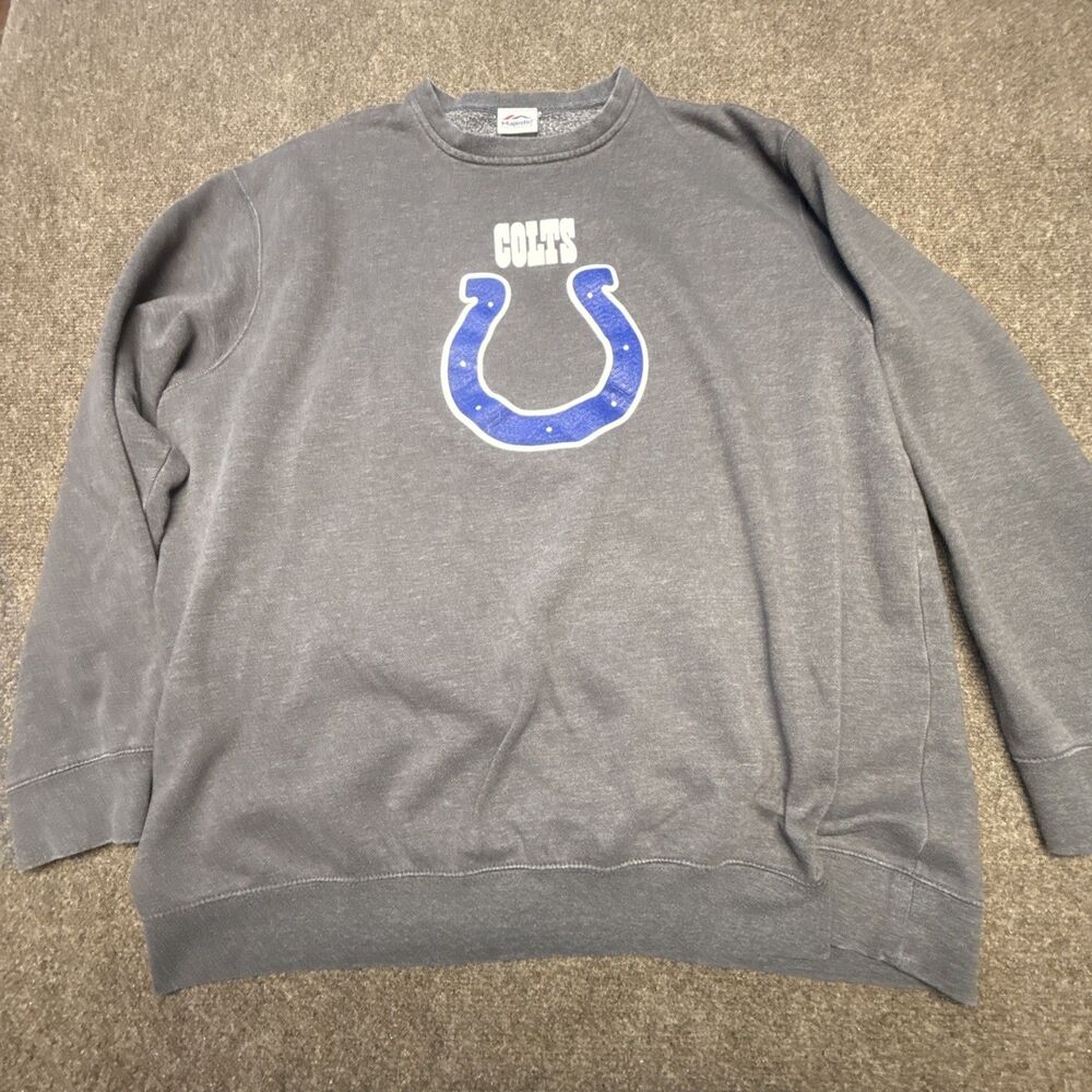 Vintage Majestic NFL Indianapolis Colts Sweatshirt Men's XXL Crew Neck Gray